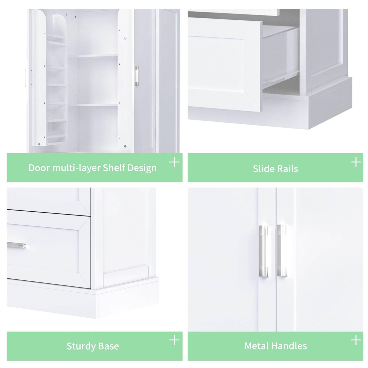 Tall Bathroom Storage Cabinet with Adjustable Shelf and Drawers - Estalios