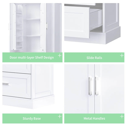 Tall Bathroom Storage Cabinet with Adjustable Shelf and Drawers - Estalios