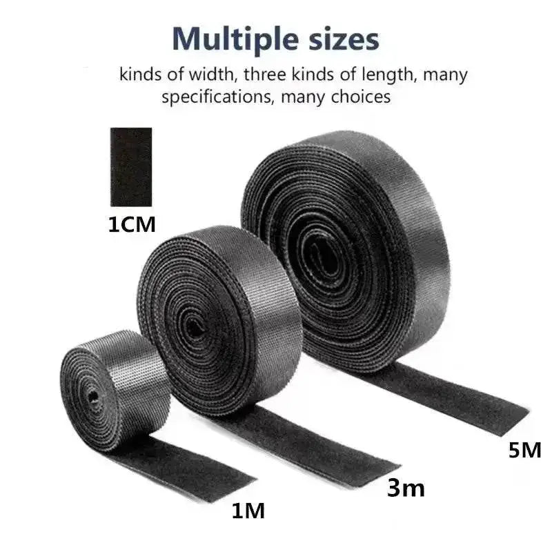 Black hook and loop fastener rolls for Tame Cable Chaos with Winder Tape solution