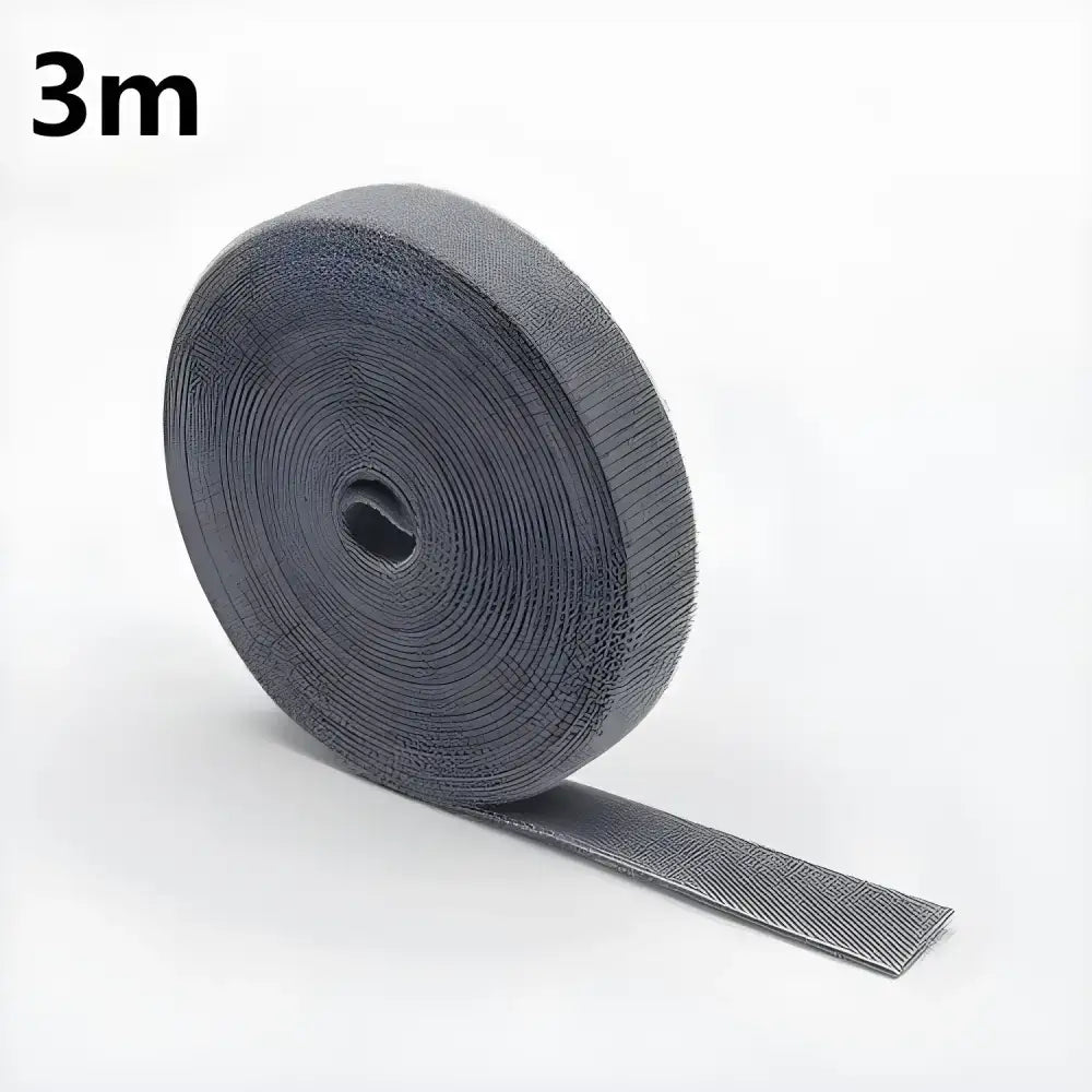 Roll of gray hook-and-loop fastener tape for Tame Cable Chaos wire winder system