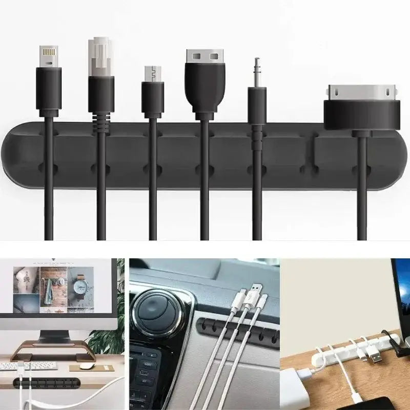 Cable organizer with various cords using Nnbili Silicone USB Winder for neat storage