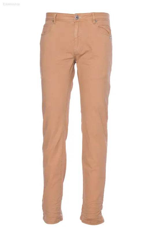 Tan-colored trousers.