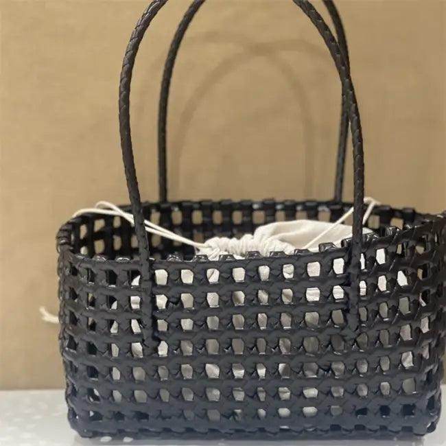 Tan Woven Tote Bag with Drawstring Liner for Style - Estalios