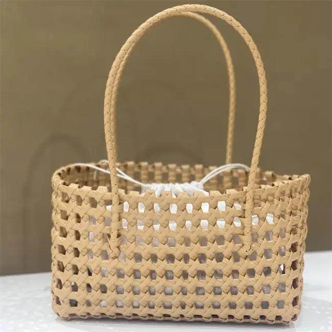 Tan Woven Tote Bag with Drawstring Liner for Style - Estalios