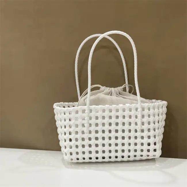 Tan Woven Tote Bag with Drawstring Liner for Style - Estalios