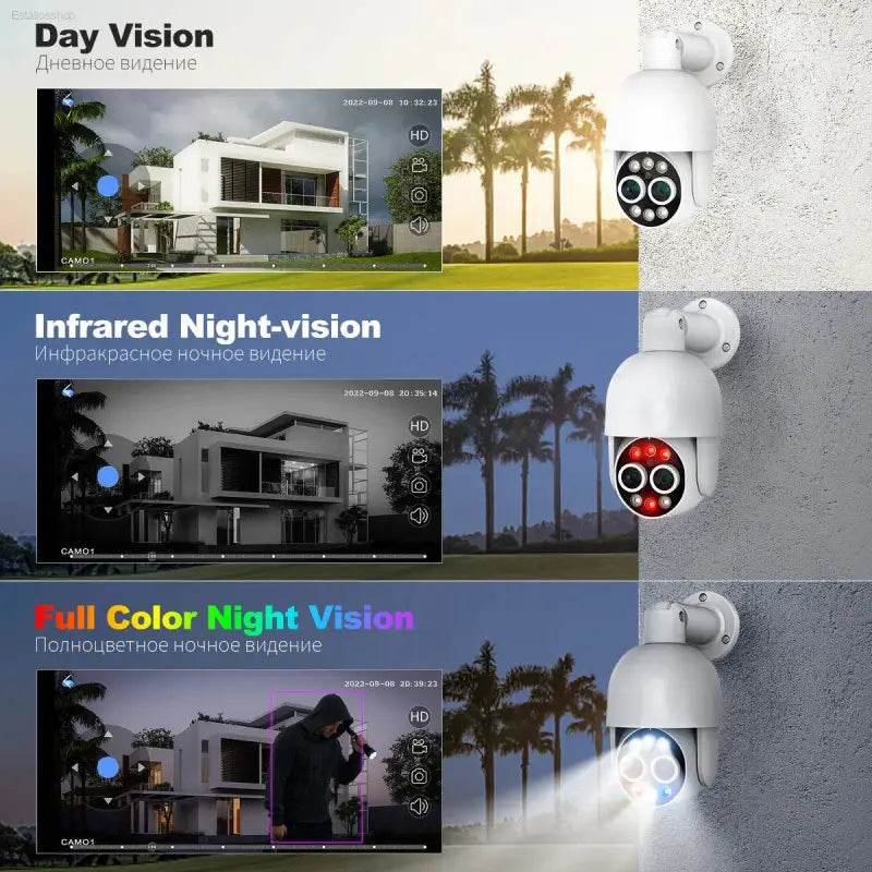 Techage HD 8MP POE IP Camera Outdoor Audio Dual Lens CCTV Video Smart AI Security Camera PTZ Security Surveillance System NVR - Estalios