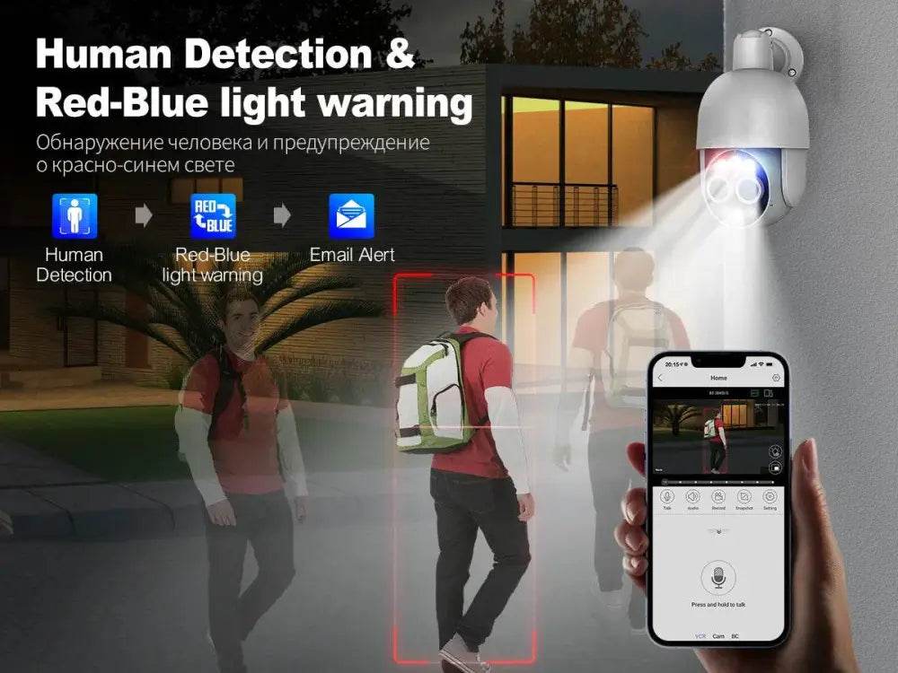 Techage HD 8MP POE IP Camera Outdoor Audio Dual Lens CCTV Video Smart AI Security Camera PTZ Security Surveillance System NVR - Estalios