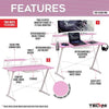 Level Up Your Game with this Pink and White Dream Desk! Get ready to elevate your gaming experience with the Pink and White Gaming Desk! This stylish and functional - Estalios