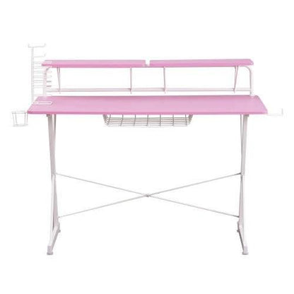 Level Up Your Game with this Pink and White Dream Desk! Get ready to elevate your gaming experience with the Pink and White Gaming Desk! This stylish and functional - Estalios