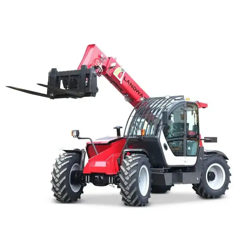 Red and black telescopic forklift loader from Telescopic Forklift Loaders Conquer Dirt