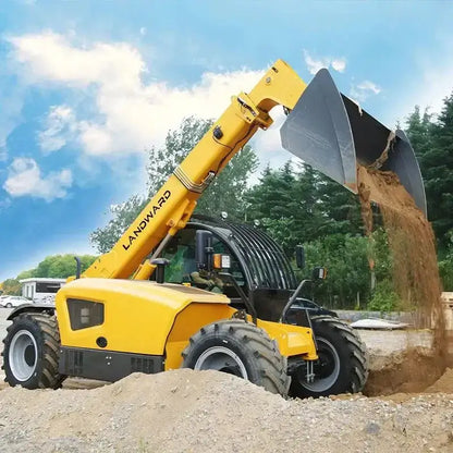 Yellow Landward Telescopic Forklift Loader in Telescopic Forklift Loaders Conquer Dirt