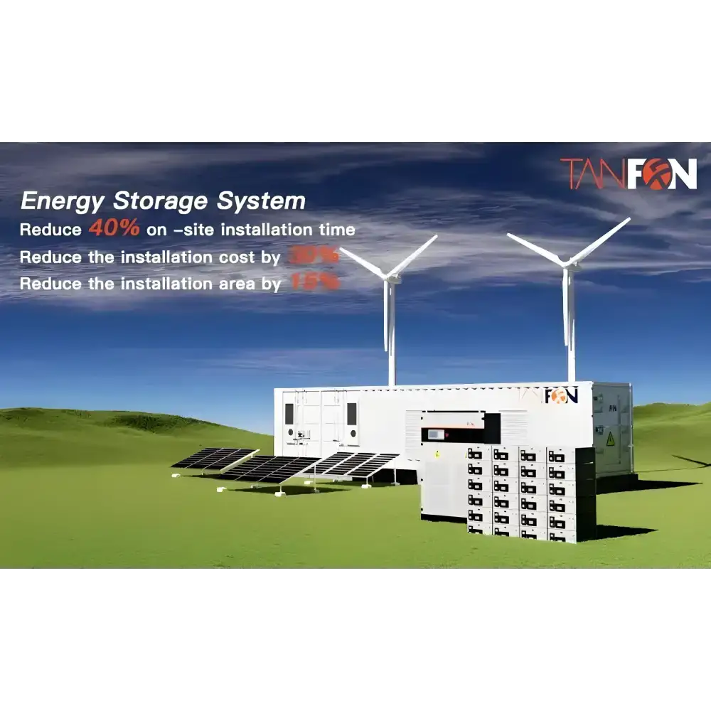 Tesla Energy Storage and Solar Power BESS with wind turbines and solar panels for 1MWh energy