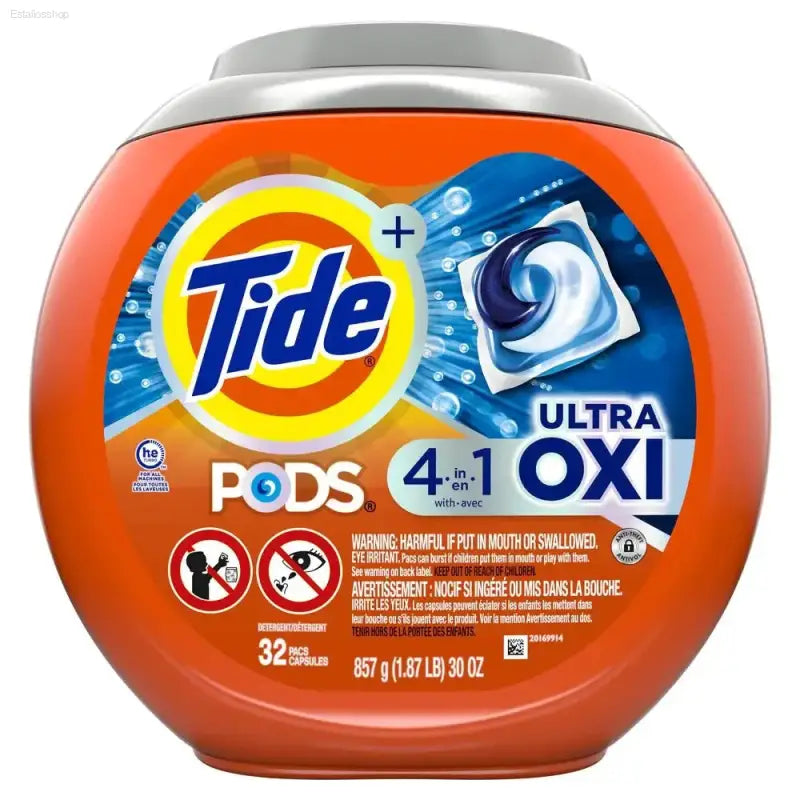 Tide Ultra OXI Laundry Pods – Ultimate Stain Fighter, 32 Count Pack