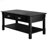 Timer Coffee Table with Drawers and Shelf in Black Finish - Estalios