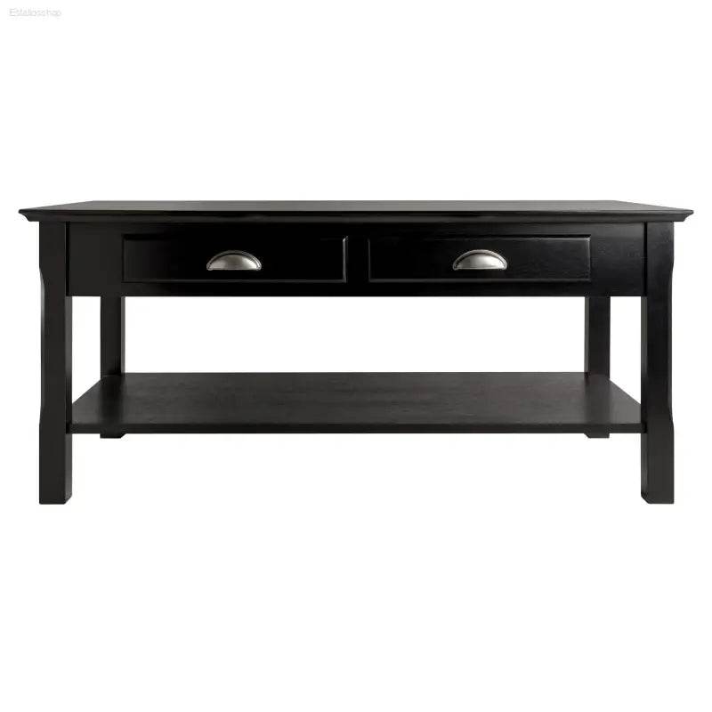Timer Coffee Table with Drawers and Shelf in Black Finish - Estalios