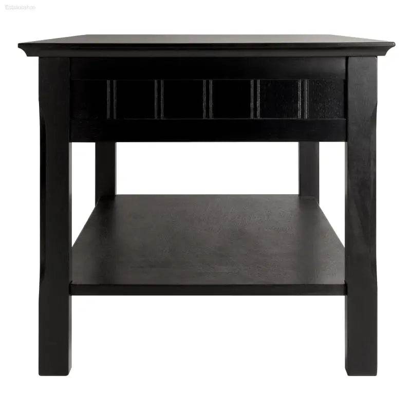 Timer Coffee Table with Drawers and Shelf in Black Finish - Estalios