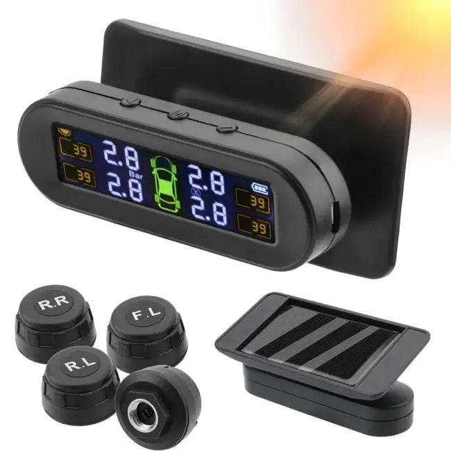 Tire Pressure Monitoring System Temperature Warning Fuel save with 4 External Sensors Solar TPMS Car Tyre Pressure Monitor - Estalios