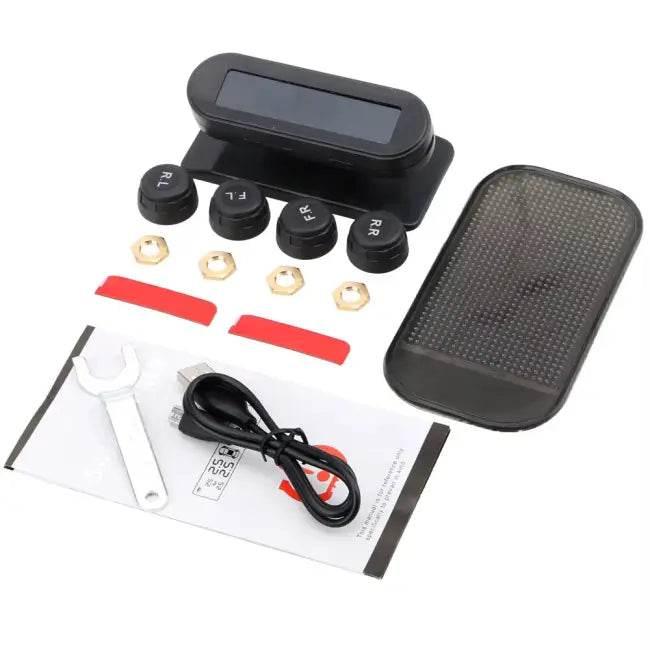 Tire Pressure Monitoring System Temperature Warning Fuel save with 4 External Sensors Solar TPMS Car Tyre Pressure Monitor - Estalios