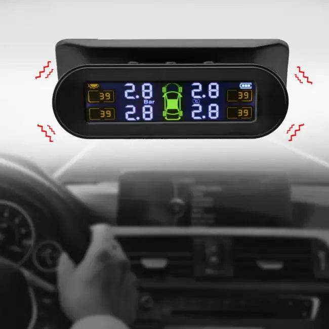 Tire Pressure Monitoring System Temperature Warning Fuel save with 4 External Sensors Solar TPMS Car Tyre Pressure Monitor - Estalios