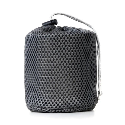 Gray mesh drawstring bag for Titanium Camping Cup 450ml, perfect for high temperature use