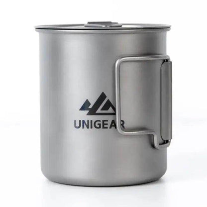 High Temp Resistant Titanium Camping Cup with Folding Handle - Estalios