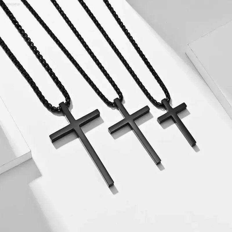 Triple Cross Titanium Steel Necklace: Unfadeable Faith - Estalios