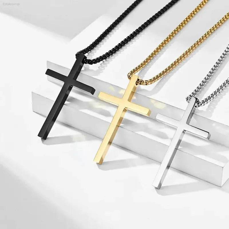 Triple Cross Titanium Steel Necklace: Unfadeable Faith - Estalios