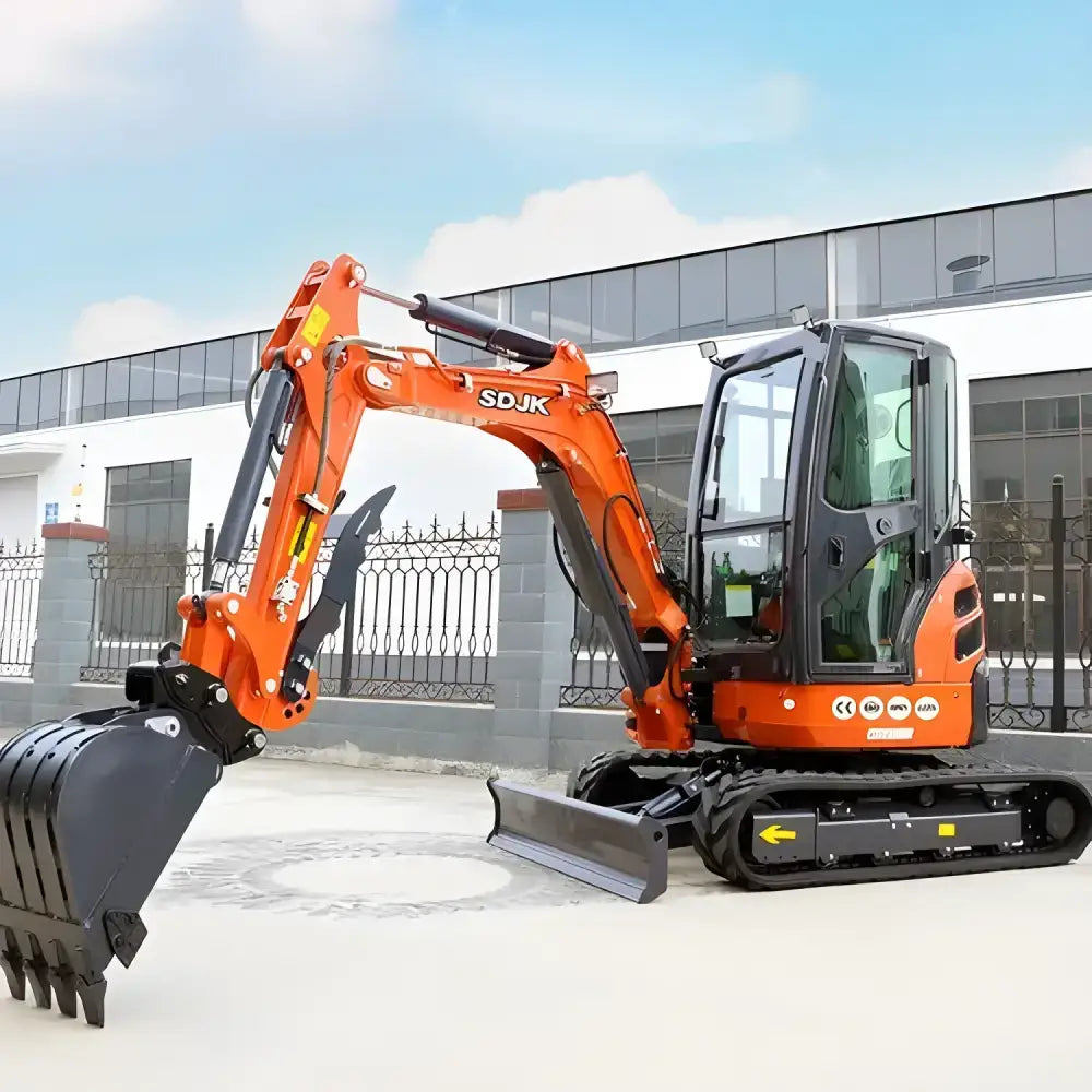 Orange and black Ton Mini Excavator for maximum digging distance on the farm