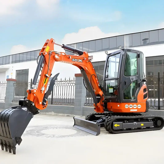 Orange and black Ton Mini Excavator for maximum digging distance on the farm