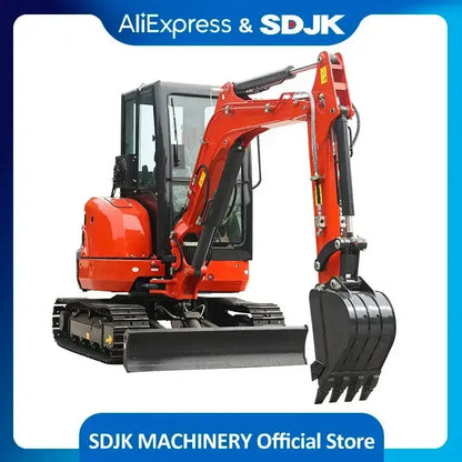 Orange Ton Mini Excavator for maximum digging distance on any farm project