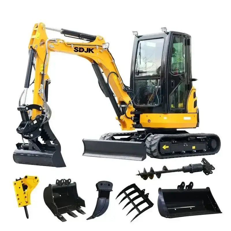 Yellow and black Ton Mini Excavator Farm for maximum digging and versatile attachments