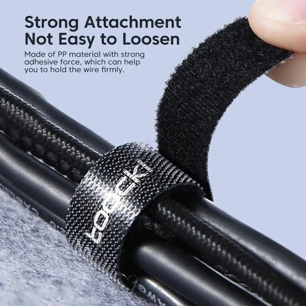 Black hook-and-loop cable tie for Toocki Cable Organizer and USB cable management