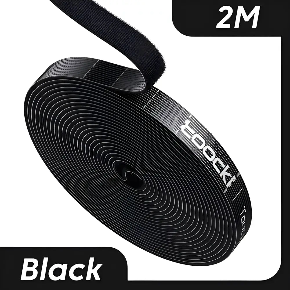 Black hook and loop fastener roll for Toocki Cable Organizers and tearable cable management