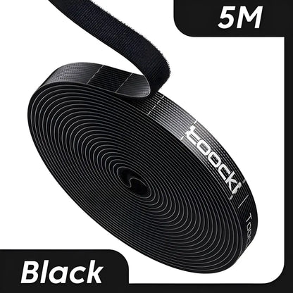 Black hook and loop cable tie roll for Toocki Cable Organizers, perfect for cable management