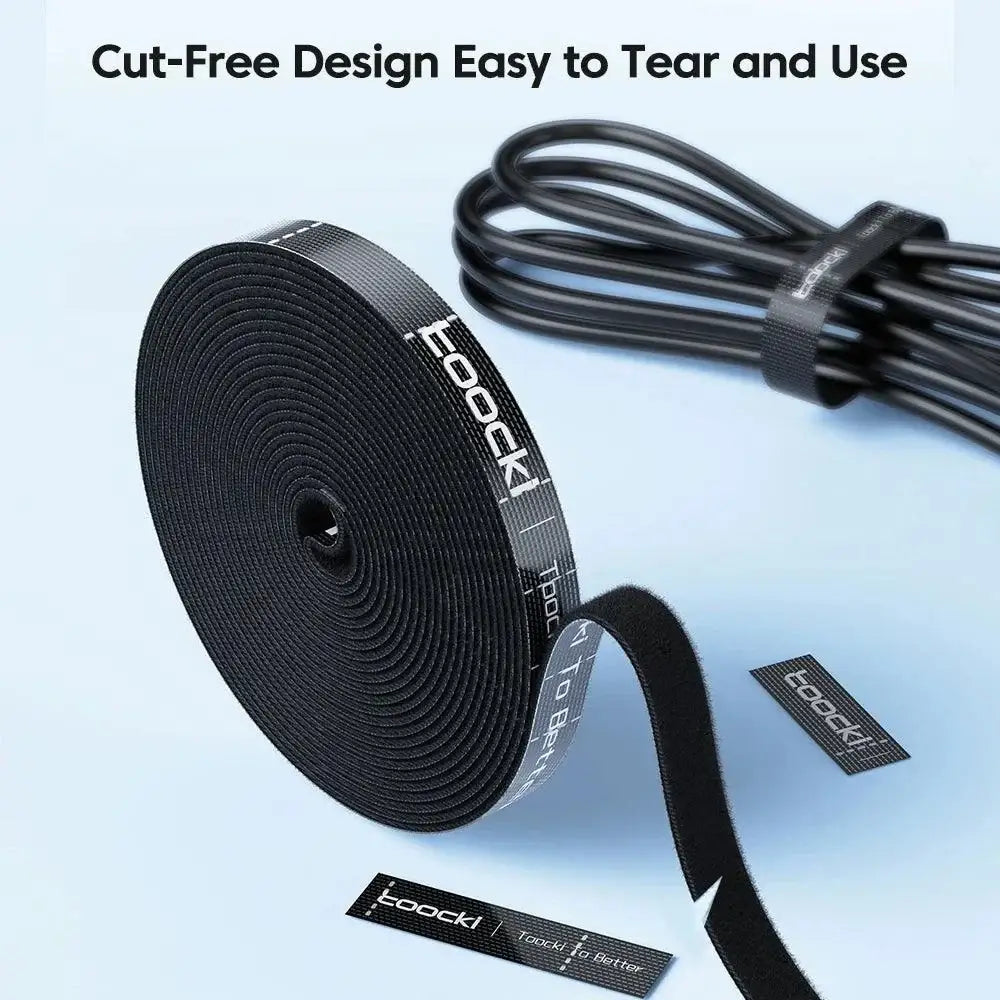 Black Hook and Loop Cable Ties from Toocki Cable Organizers for easy cable management