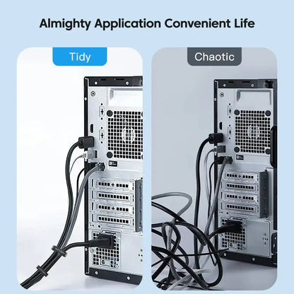 Side-by-side look at Toocki Cable Organizers for easy cable management tearable solutions