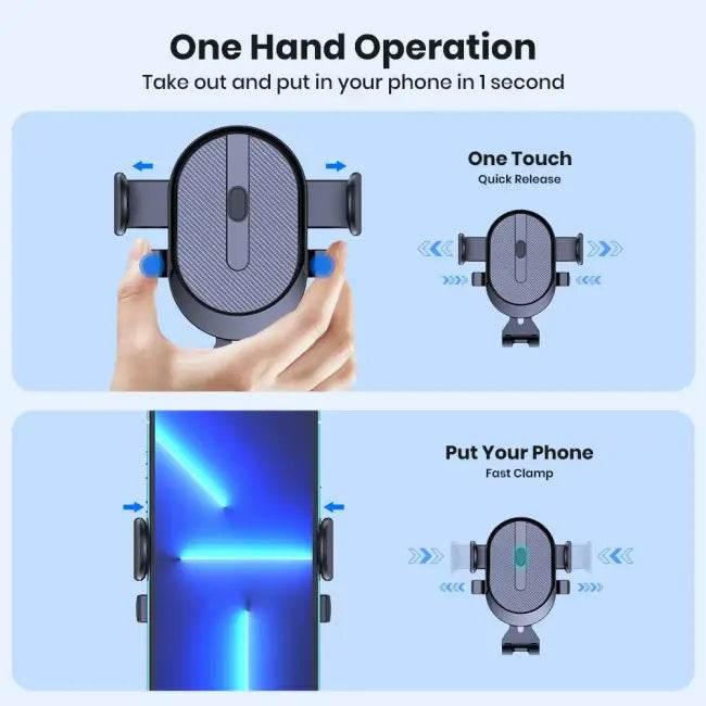 TOPK Car Phone Holder Mount 2023 Upgrade Auto Locking Universal Phone Holder with Hook Clip for Car Air Vent for Iphone Samsung - Estalios