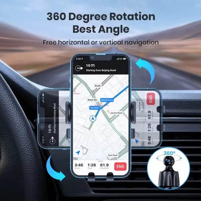 TOPK Car Phone Holder Mount 2023 Upgrade Auto Locking Universal Phone Holder with Hook Clip for Car Air Vent for Iphone Samsung - Estalios