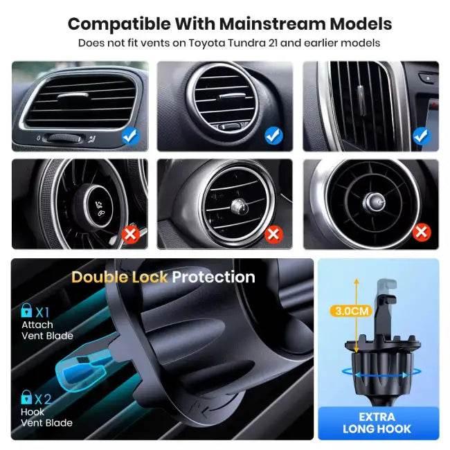 TOPK Car Phone Holder Mount 2023 Upgrade Auto Locking Universal Phone Holder with Hook Clip for Car Air Vent for Iphone Samsung - Estalios