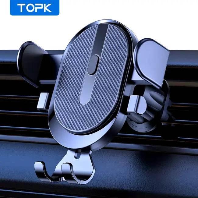 TOPK Car Phone Holder Mount 2023 Upgrade Auto Locking Universal Phone Holder with Hook Clip for Car Air Vent for Iphone Samsung - Estalios