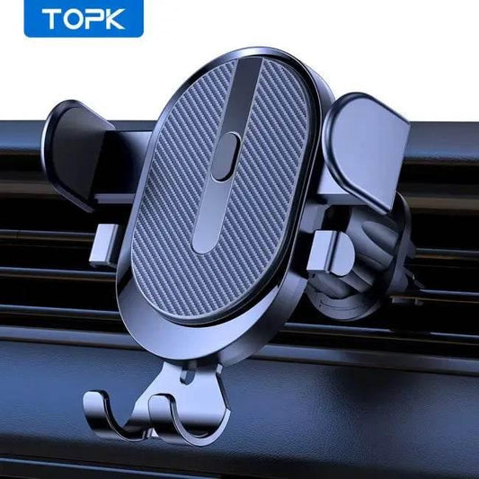 TOPK Car Phone Holder Mount 2023 Upgrade Auto Locking Universal Phone Holder with Hook Clip for Car Air Vent for Iphone Samsung - Estalios