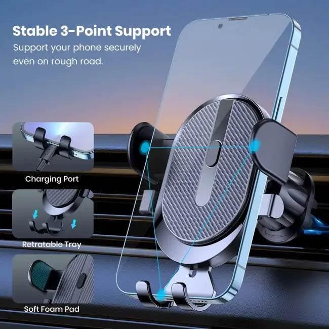 TOPK Car Phone Holder Mount 2023 Upgrade Auto Locking Universal Phone Holder with Hook Clip for Car Air Vent for Iphone Samsung - Estalios