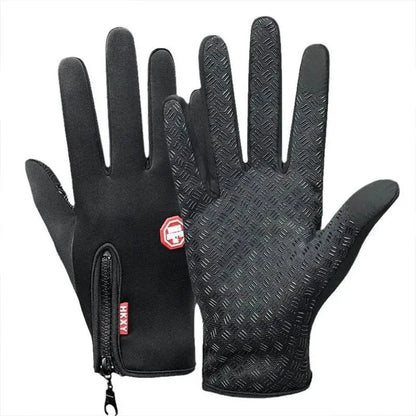 Black Touch Screen Winter Cycling Gloves for Men, perfect for cold weather rides