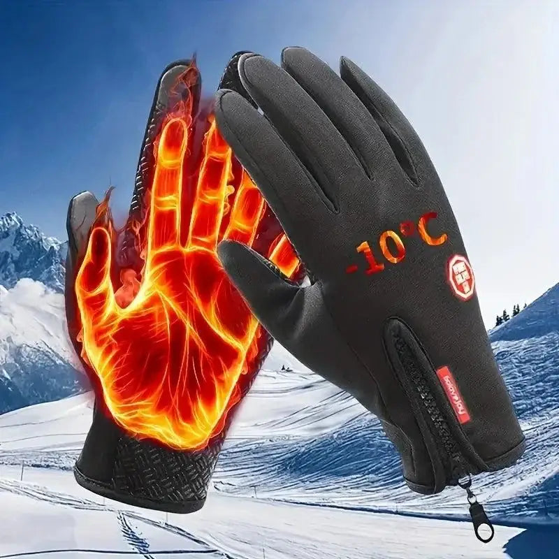 Black Touch Screen Winter Cycling Gloves for Men with temperature rating for cold rides