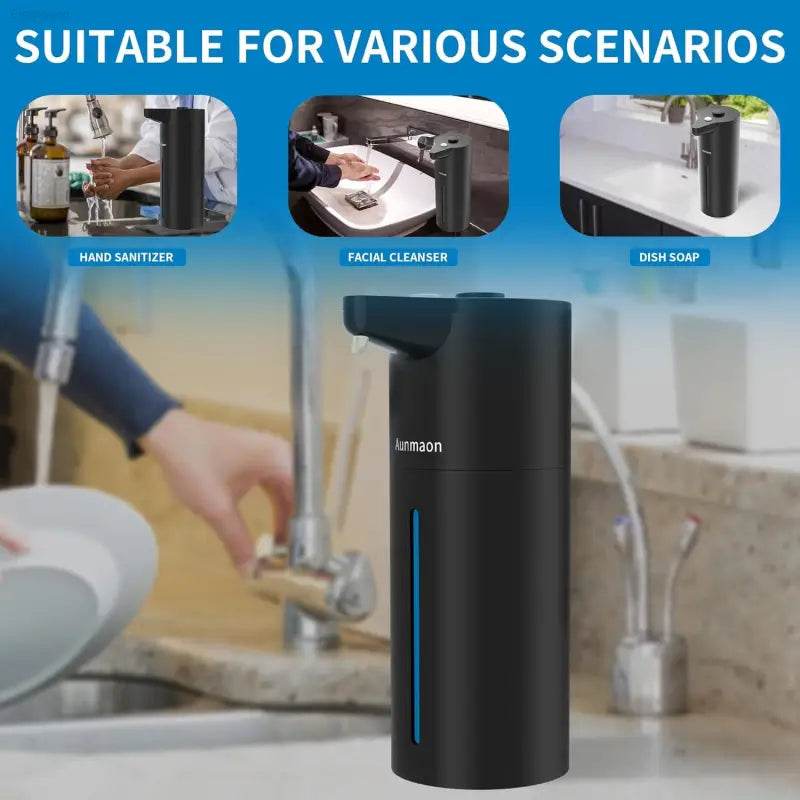 Touchless Automatic Soap Dispenser - Modern Hands-Free Design for Kitchen & Bathroom, Adjustable Volume, Long Battery Life, Clog-Free, Perfect for Kids, Compatible with All Soap Types - Sleek Black Finish - Estalios