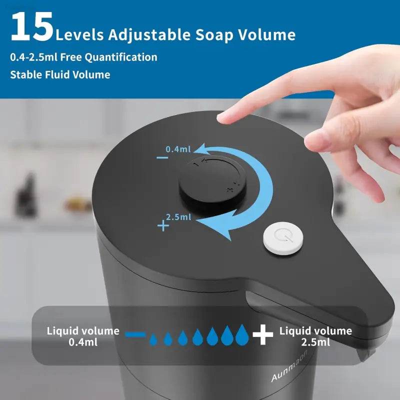 Touchless Automatic Soap Dispenser - Modern Hands-Free Design for Kitchen & Bathroom, Adjustable Volume, Long Battery Life, Clog-Free, Perfect for Kids, Compatible with All Soap Types - Sleek Black Finish - Estalios
