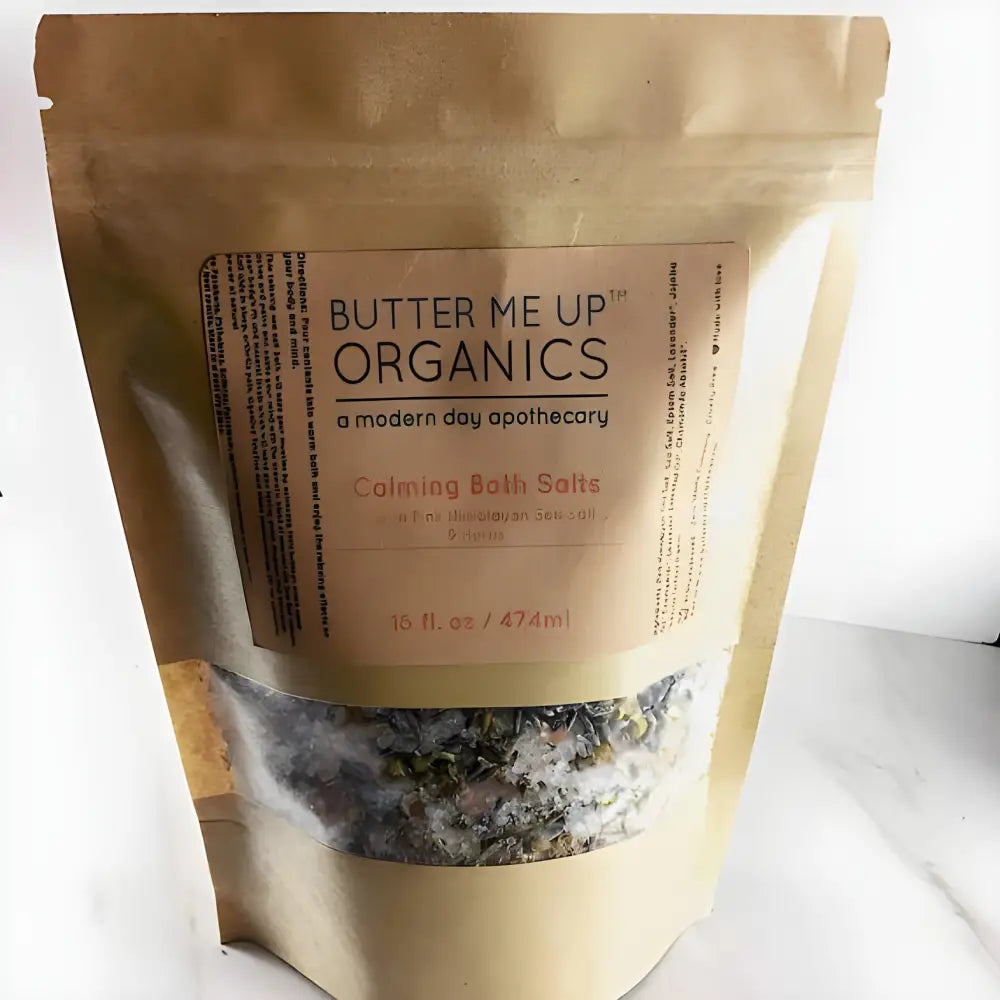 Bag of Tranquil Soak Calming Bath Salts with Epsom salt and sea salt for relaxation