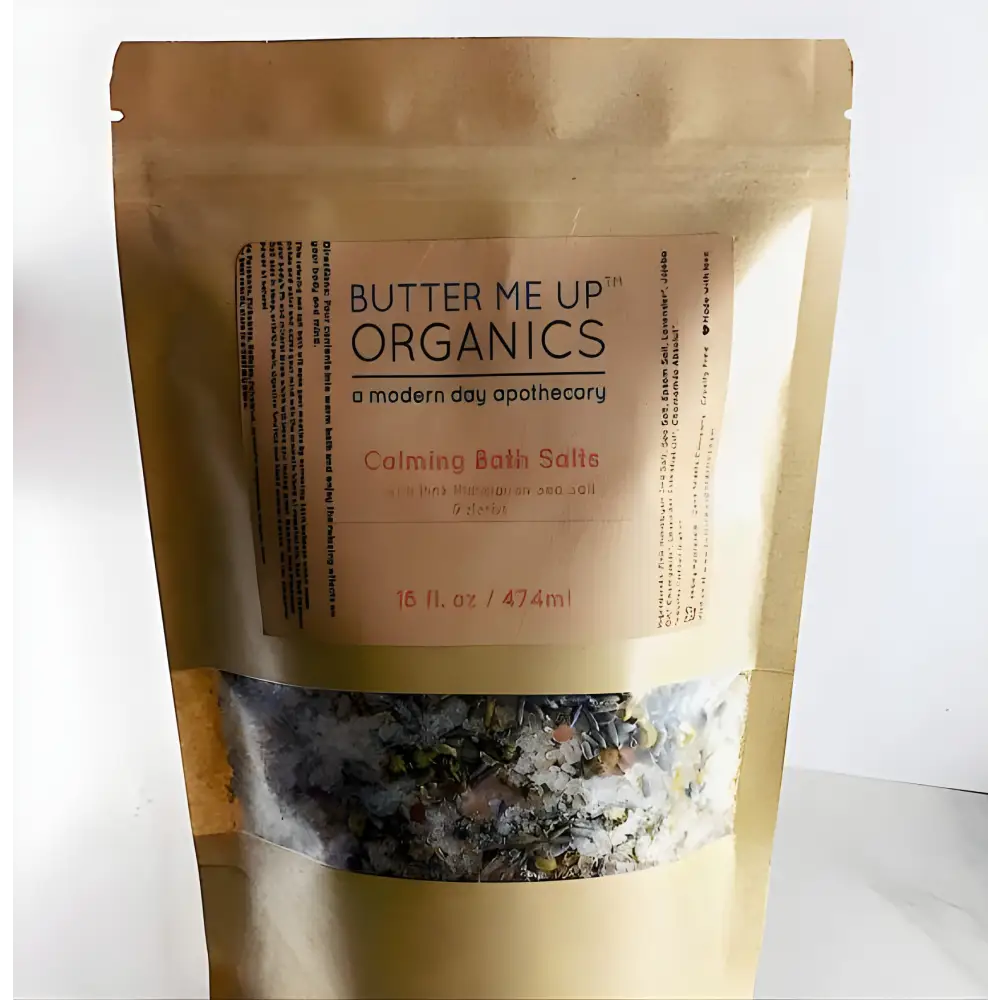 Bag of Tranquil Soak Calming Bath Salts made with Epsom salt and sea salt