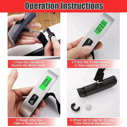 Digital luggage scale with instructions for Travel Smart 50kg portable scale and overload indicator