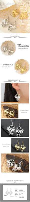 Trendy Skeleton Head Dangle Earrings for Halloween Fun - Estalios